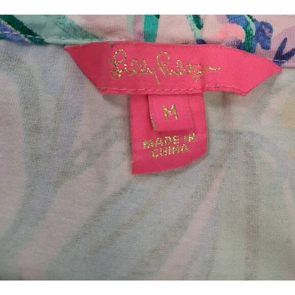 Lilly pulitzer womens medium off shoulder boat neck romper pink green - Picture 8 of 11